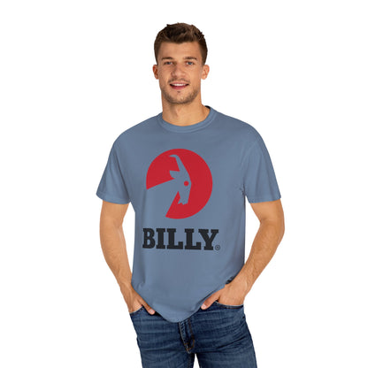 BILLY Unisex Garment-Dyed Tişört (Siyah/Kırmızı Vertical Logo)