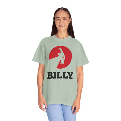 BILLY Unisex Garment-Dyed Tişört (Siyah/Kırmızı Vertical Logo)