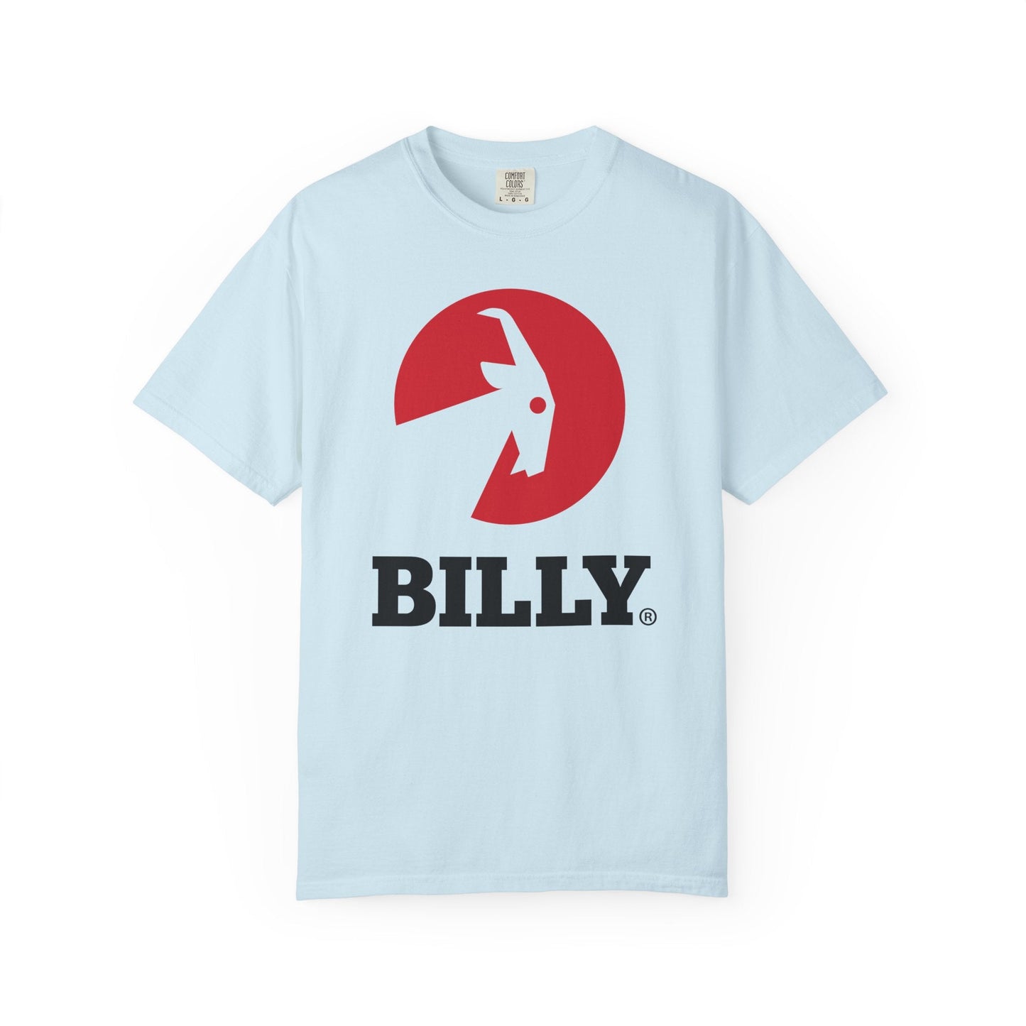 BILLY Unisex Garment-Dyed Tişört (Siyah/Kırmızı Vertical Logo)