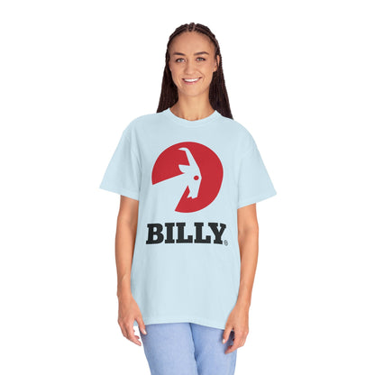 BILLY Unisex Garment-Dyed Tişört (Siyah/Kırmızı Vertical Logo)