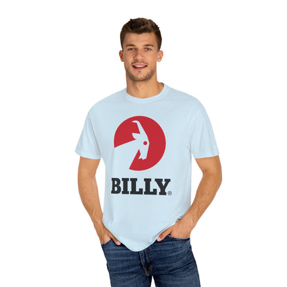 BILLY Unisex Garment-Dyed Tişört (Siyah/Kırmızı Vertical Logo)