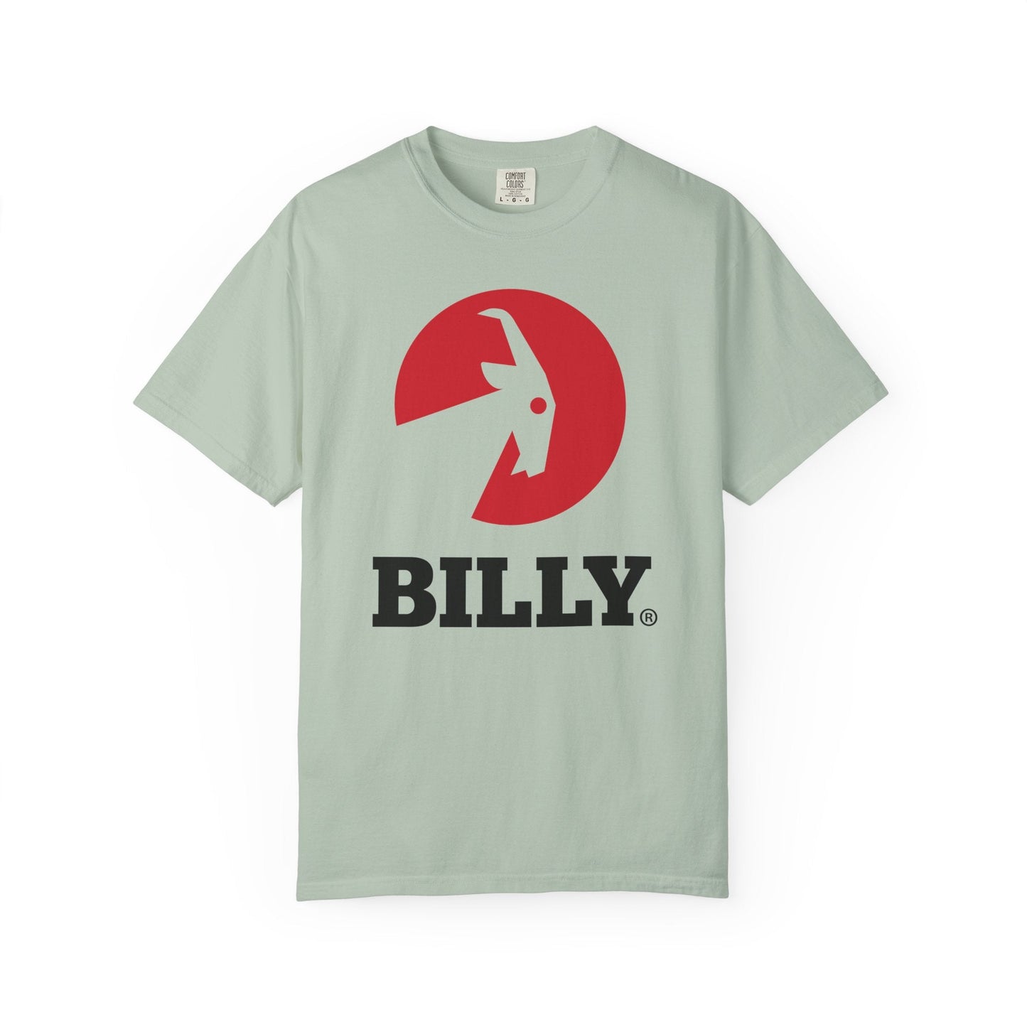 BILLY Unisex Garment-Dyed Tişört (Siyah/Kırmızı Vertical Logo)