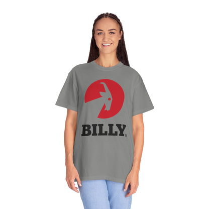 BILLY Unisex Garment-Dyed Tişört (Siyah/Kırmızı Vertical Logo)