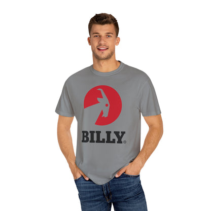 BILLY Unisex Garment-Dyed Tişört (Siyah/Kırmızı Vertical Logo)