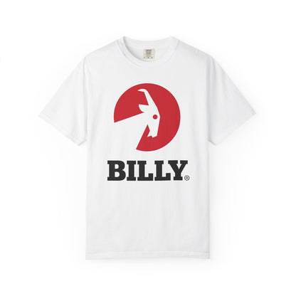 BILLY Unisex Garment-Dyed Tişört (Siyah/Kırmızı Vertical Logo)